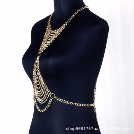 European and American Beach Bikini Body Chain Chest Chain Waist Chain Sexy Body Chain Amazon Best-Selling Metal Chain