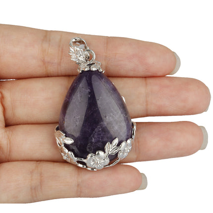 Elegant Elegant Silver Alloy Torus Crystal Pendant Drop Shape Natural Crystal Craft Necklace Pendant