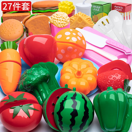Cross-border Children's Play-house Fruit Chicing Simulation Kitchen Stove Girl Vegetable Cake Pizza Toy suit