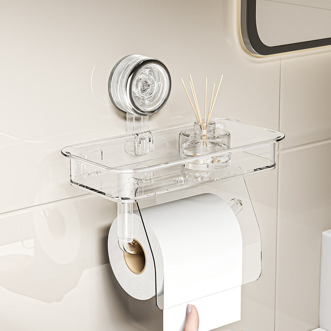 Suction Cup Toilet Roll Paper Holder Wall-mounted Punch-free Toilet Paper Rack Waterproof Tissue Box Bathroom Toilet Paper Box
