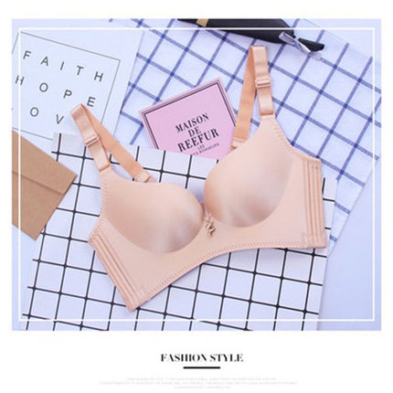 Hong Kong genuine goods happy Fox underwear women's wireless solid color sexy seamless small chest push up breast bra