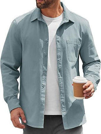 2024 Amazon Hot Sale Men's Light Button-Up Shirt Jacket Casual Jacket Inch Shirt Cotton Jacket