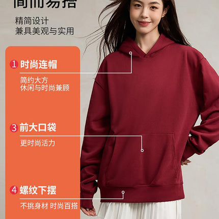 Trendy Brand Heavyweight 400g Terry Crewneck Sweatshirt Couple Pullover Autumn and Winter Thickened Coat Solid Color Loose Unisex Top