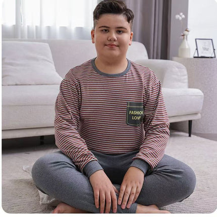Children's Thermal Underwear Set for Chubby Kids, Autumn Clothes and Pants for Boys, Plus Size, Teenagers' Pure Cotton Pajamas for Boys and Girls