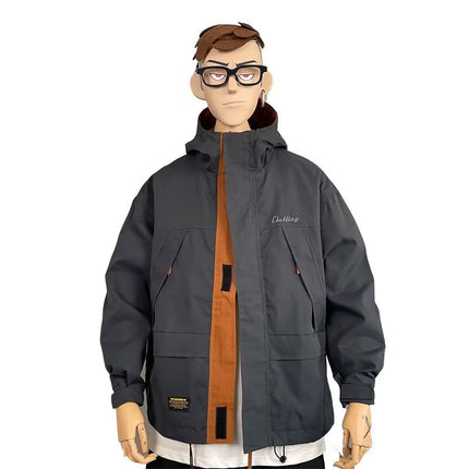 Trendy Men's Autumn and Winter Autumn Clothes Waterproof Jacket Men's American Style Splicing Color Men's Outdoor Mountaineering Jacket