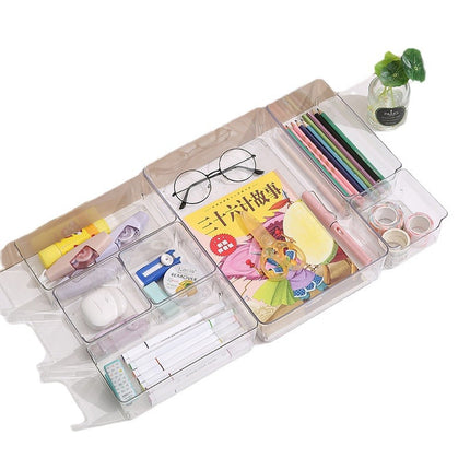 T2219 desktop storage box divided kitchen tableware stationery finishing box transparent plastic desktop storage box