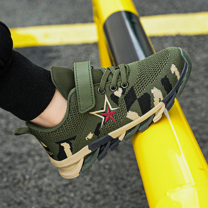 2025 Spring, Summer and Autumn Boys and Girls Students Military Training sneaker Camouflage Summer Camp Anti-skid Shock Absorbing Mesh Ventilation