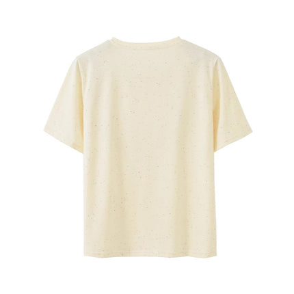Summer New Style Solona Short-Sleeved Women's Top with Beaded Design, Fashionable and Stylish Casual Outerwear Commuting T-Shirt