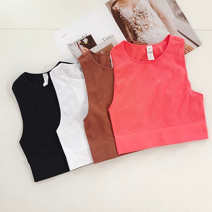 Sports I-shaped Short Vest Women's Rimless Quick-drying Running Fitness Top Sleeveless Yoga Clothes Breathable Overwear