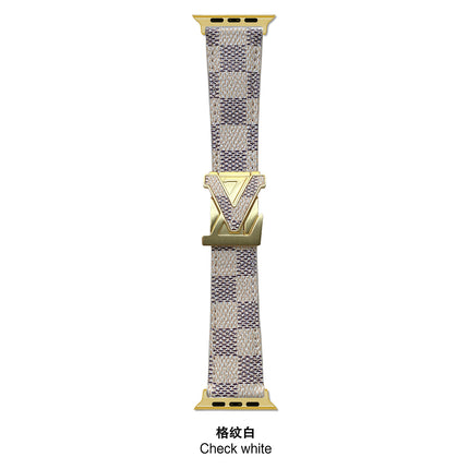 Suitable for Apple Watch 678910 Generation V-Shaped Magnetic Buckle Strap iWatch S11 Lizard Pattern Plaid Leather Wristband