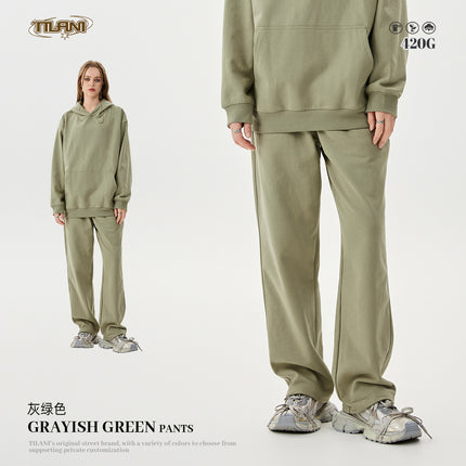 TILANI Men's 2025 Heavy Terry Sweater Pants American Style Trendy Brand Solid Color Trendy Men's suit Hoodie Straight Pants