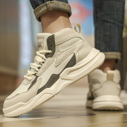 Winter Men's Shoes 2025 New Trendy Versatile Student Casual Sports Sneakers with Fleece High-Top Work Shoes Cotton Shoes