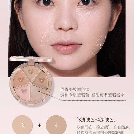 Flower Knows Concealer Palette Sweetie Bear Collection Velvet Flawless Four-Color Concealer High Coverage Moisturizing Makeup