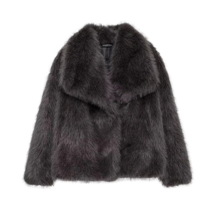 KAOPU ZA fur large lapel imitation fur coat short fashion imitation fox fur coat fluffy plush women's clothing