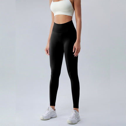 Nude leggings high waist belly contracting hip lifting tight full length fitness sports pants European and American body shaping yoga pants seamless