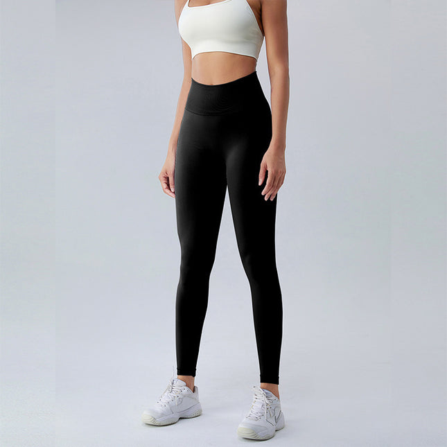 Nude leggings high waist belly contracting hip lifting tight full length fitness sports pants European and American body shaping yoga pants seamless