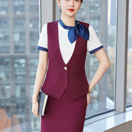 Professional suit Summer Hotel Front Desk Tooling Beautician Work Clothes Female 2024 New Catering Uniform Vest