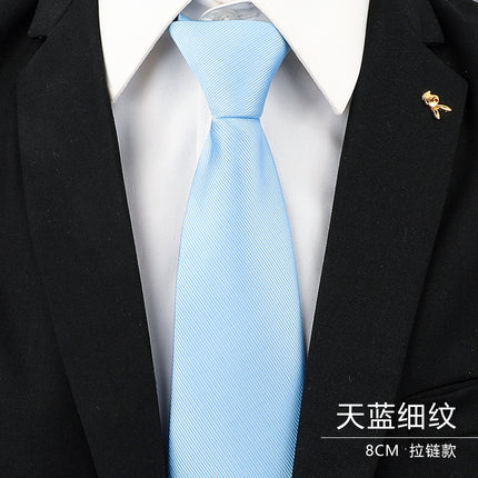 Tie Men's Forsuit Business Blue Striped Shirt Suit Hands Lazy People Zip-Free Wedding Trend