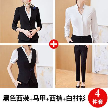2023 Spring and Autumn New Vest Professional suit Women's Suit Hotel Front Desk Jewelry Store Sales Work Clothes Three-piece Set