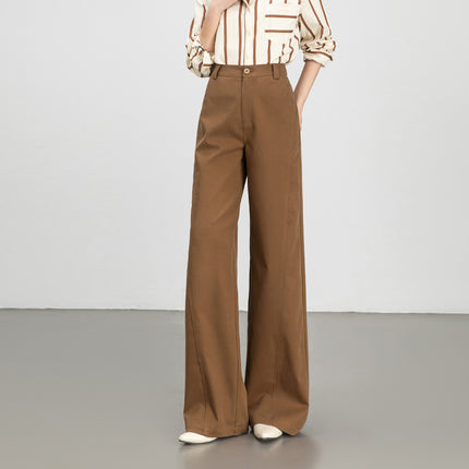 Mingbo Wide-Leg Pants for Women, Loose-Fitting Drop-Leg Pants, 2025 Spring and Autumn New Style, High-Waisted, Slimming, Casual Workwear, Tencel Cotton Pants