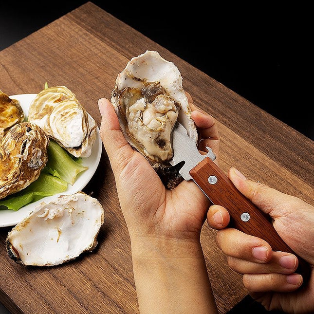 New thick stainless steel oyster knife oyster artifact wooden handle pry shell device oyster shell device oyster knife