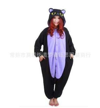 Flannel Toilet Edition Animal Cartoon Siamese Pajamas Geng Ghost Couple Pajamas Autumn and Winter Warm Zipper Home Clothes