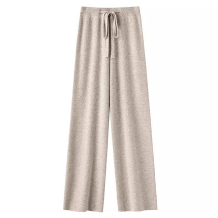Elegant Cloud Pants Women's Autumn and Winter Wool Pants Outer Wear Thickened Knitted Floor Pants High Waist Dummy Casual Wide Leg Pants