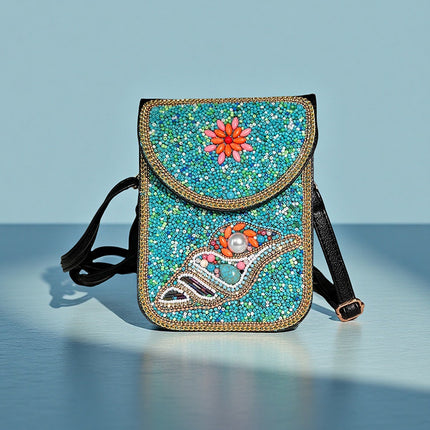Ocean Series Exquisite Heavy-Duty Rice Bead Shoulder Bag Qingdao Ocean World Travel Souvenir Mobile Phone Bag Cross-Body Bag