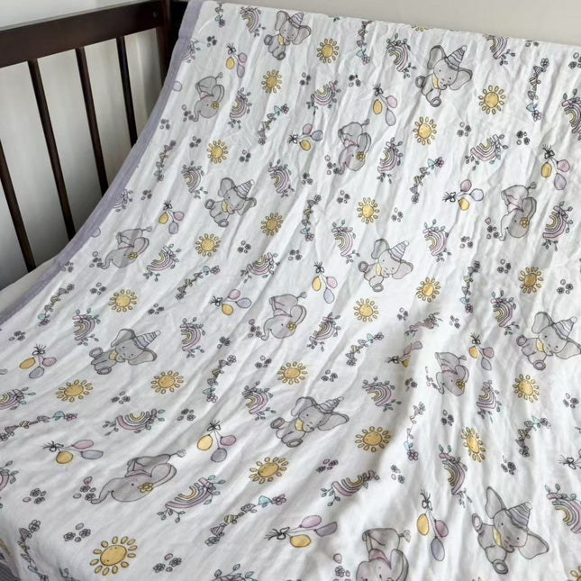 Summer bamboo fiber four-layer gauze blanket children's air conditioning blanket adult student bamboo cotton bed sheet cold feeling blanket kindergarten