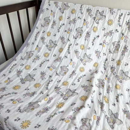 Summer bamboo fiber four-layer gauze blanket children's air conditioning blanket adult student bamboo cotton bed sheet cold feeling blanket kindergarten