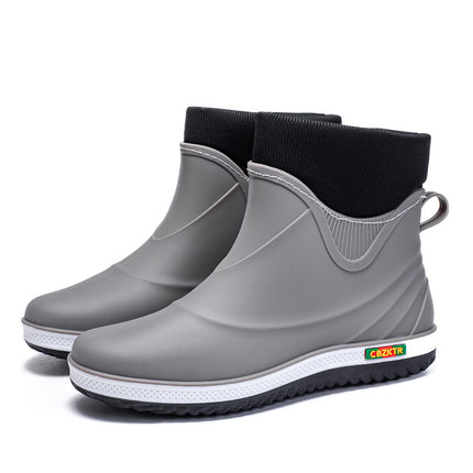 Short Tube Men's Rain Shoes Low-top Outdoor Off-road Water Shoes Lightweight Durable Non-slip Rubber Shoes Kitchen Work Shoes