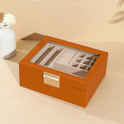 Double Layer Elegant Large Capacity Sunroof Ring Earrings Bracelet Watch Storage Jewelry Box