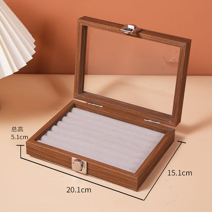 Black Walnut Wood Grain Dustproof Jewelry Box with Lid Bracelet Bracelet Ring Earrings Necklace Box Jewelry Storage Box