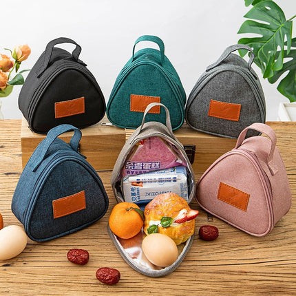 Triangular Lunch Box Handbag Polyester Rice Ball Insulated Lunch Box Bag Thickened Aluminum Foil Office Worker Lunch Bag Student Lunch Bag