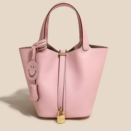 Bags for Autumn and Winter 2025, First Layer Cowhide Bucket Bag, Handheld Mommy Bag, Genuine Leather Tote Bag, Large Capacity Women's Bag