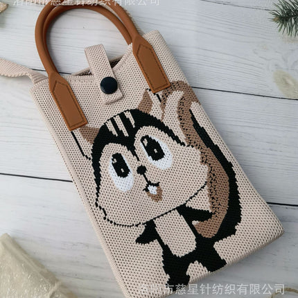 Girl's Heart-Shaped Knitted Crossbody Bag