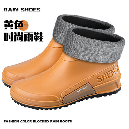 Cross-border Men and Women Couple Fashion Short Rain Shoes Non-slip Wear-resistant Waterproof Rain Boots Outdoor Camping Fishing Rubber Shoes Water Shoes