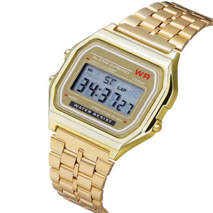 Popular LED electronic watch Harajuku style fashion watch multi-functional student watch foreign trade WR F91W steel belt