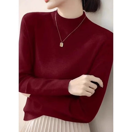 Solid Color Bottoming Shirt with Long Sleeves Inside the Body, Suit Bottoming Shirt for Women, Spring & Fall Slim Long-Sleeved T-Shirt Bottoming