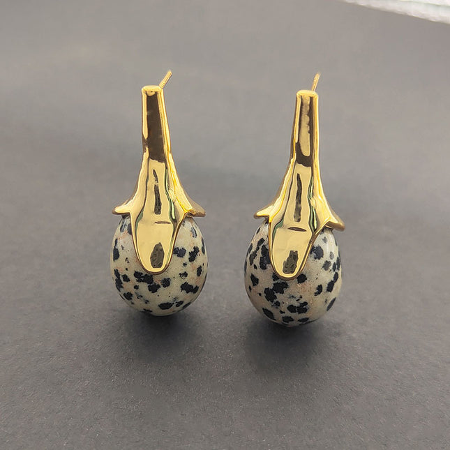Bohemian Style Cross-Border New Imperial Stone Water Drop Pendant Earrings European and American Popular Ins Jewelry for Women
