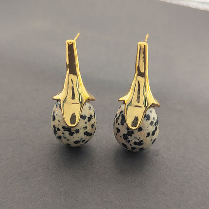 Bohemian Style Cross-Border New Imperial Stone Water Drop Pendant Earrings European and American Popular Ins Jewelry for Women