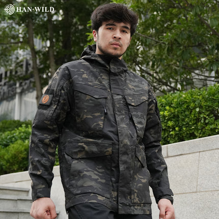 Hanye Outdoor Tactical Windbreaker Mid-Length M65 Jacket Spy Shadow Men's Waterproof Autumn and Winter Jacket