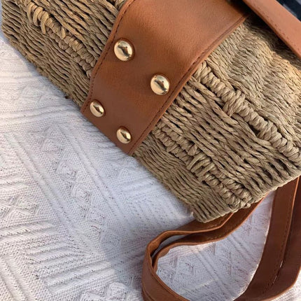 Bags for Women, Woven Bags, Fashionable Shoulder Bags, Crossbody Bags, Handbags, Vacation Small Square Bags, Lock Buckle Women's Bags, Straw Woven Bags