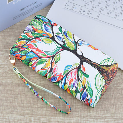 New Wallet Women's Long Zipper Clutch Soft Wallet Fashionable Cross Pattern Printed Student Change Mobile Phone Bag