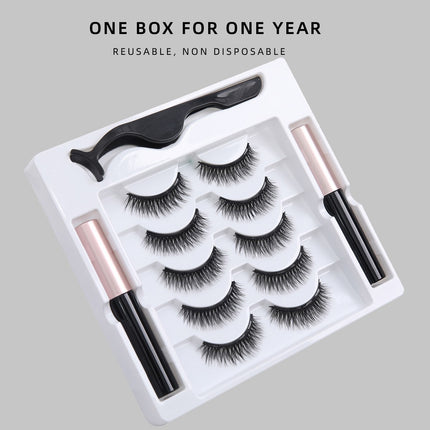 Wholesale magnetic eyeliner false eyelashes magnet false eyelashes 3D three-dimensional net red magnetic false eyelashes 3 pairs of suit