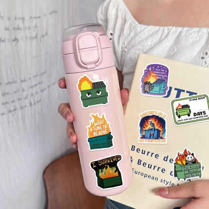 New 56 sheets dustbin fire sticker bag waterproof graffiti sticker decoration car trunk scooter helmet