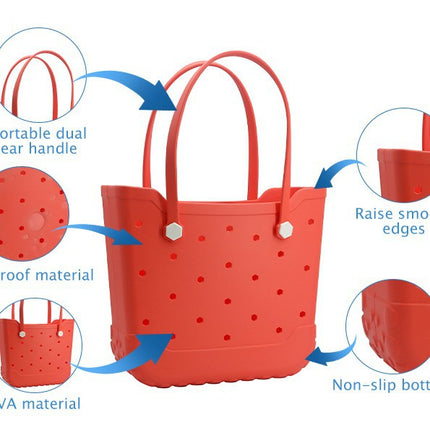 Factory Wholesale Eva Hole Beach Bag Cross-Border Popular Women's Portable Storage Waterproof Silicone Bag Seaside Camping