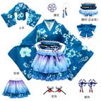 Sky blue [hair accessories + top + skirt + girdle + waist flower + leg accessories] / One size fits all