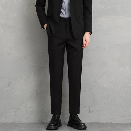 Summer New Men's Casual Trousers Korean Style Small Leg Light Business Men's Trousers Dress Pants Cropped