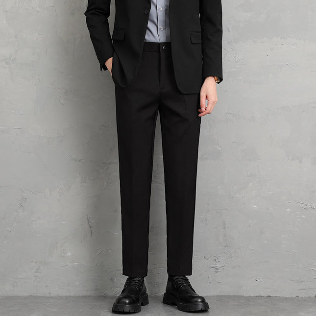 Summer New Men's Casual Trousers Korean Style Small Leg Light Business Men's Trousers Dress Pants Cropped